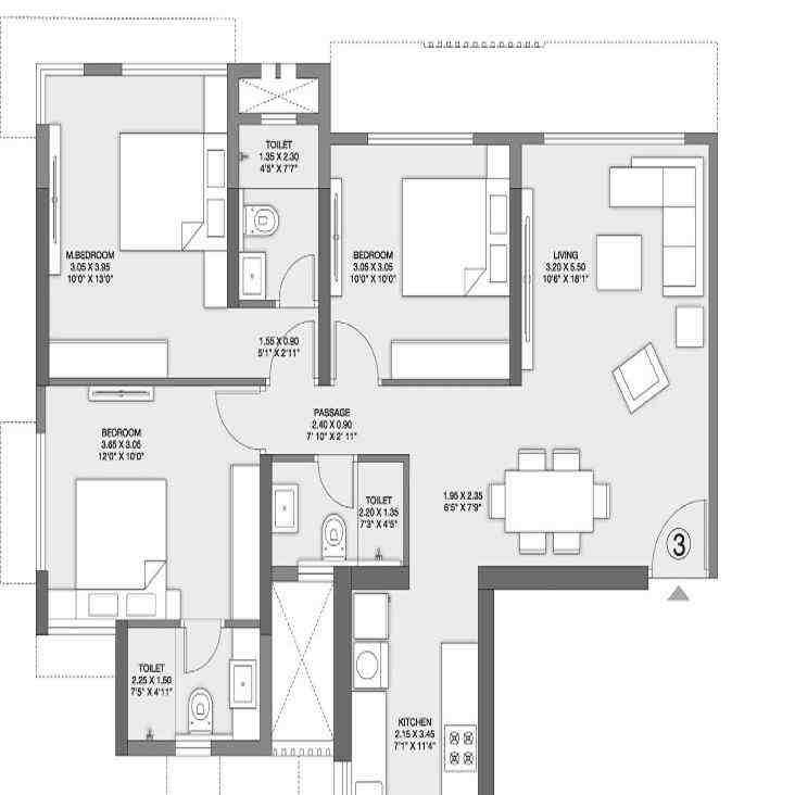 4 BHK floor plan, Godrej Nest