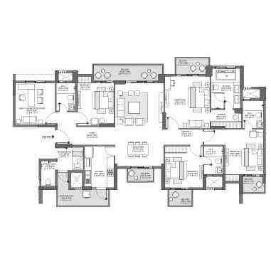 4 BHK floor plan, Godrej Nurture