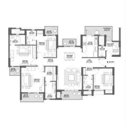 4 BHK floor plan, Godrej Solitaire