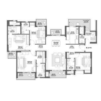 4 BHK floor plan, Godrej Solitaire