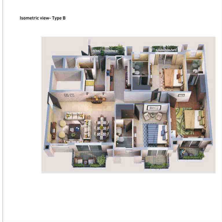 3 BHK floor plan, ATS Destinaire