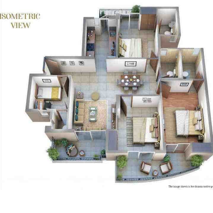 3 BHK floor plan, ATS Nobility