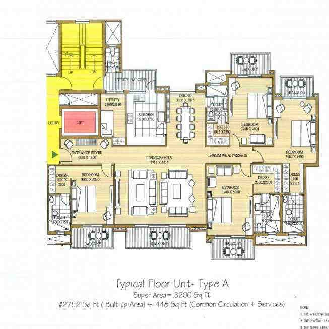 4 BHK floor plan, ATS Rhapsody