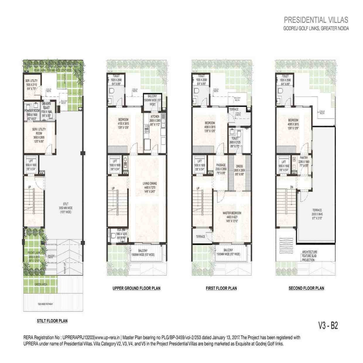 4 BHK floor plan, Godrej Exquisite