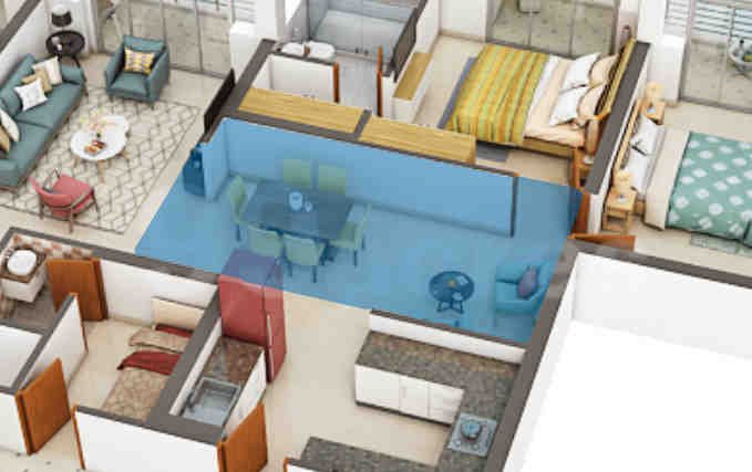 3 BHK floor plan, Godrej Palm Retreat