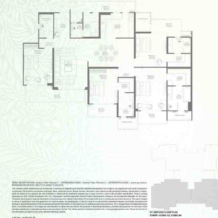 4 BHK floor plan, Godrej Palm Retreat