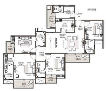 4 BHK floor plan, Godrej Park Lane
