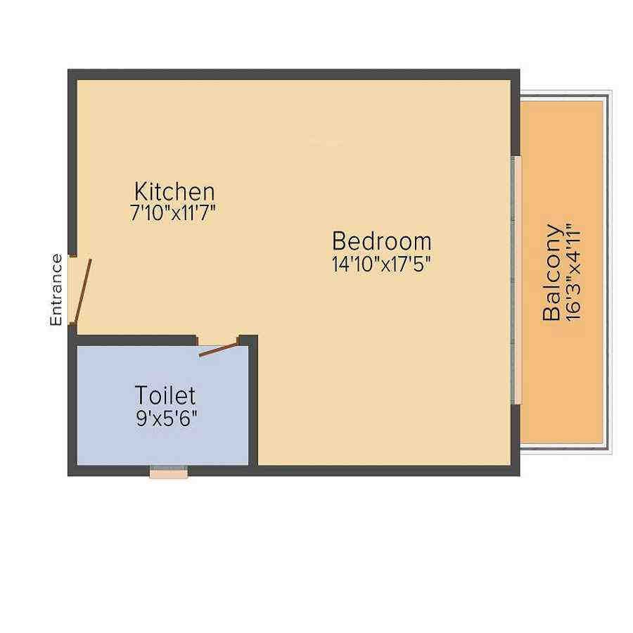 1 BHK floor plan, Godrej The Suites