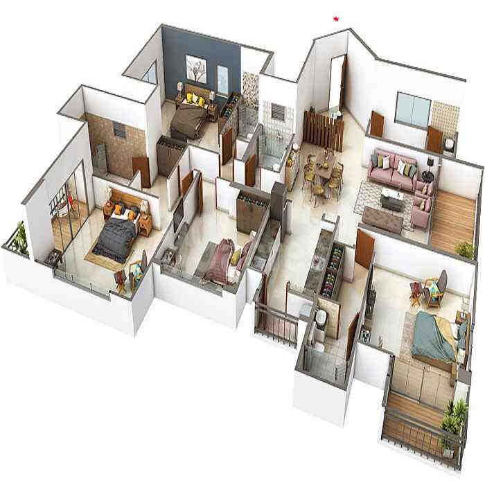 4 BHK floor plan, Godrej Windsor