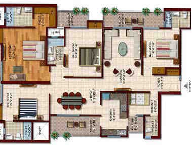 4 BHK floor plan, Samridhi Daksh Avenue