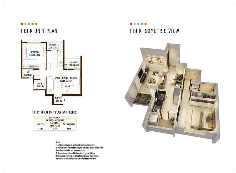 1 BHK floor plan, Kolte Patil Universe