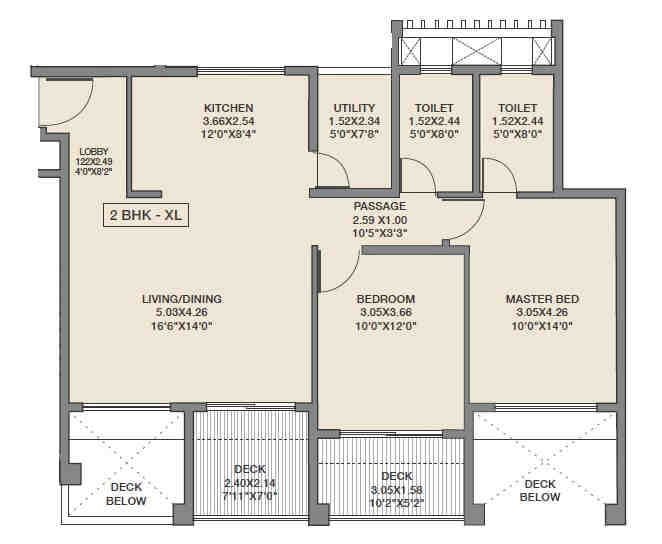 2 BHK floor plan, Godrej 24