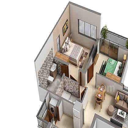 2 BHK floor plan, Godrej Infinity