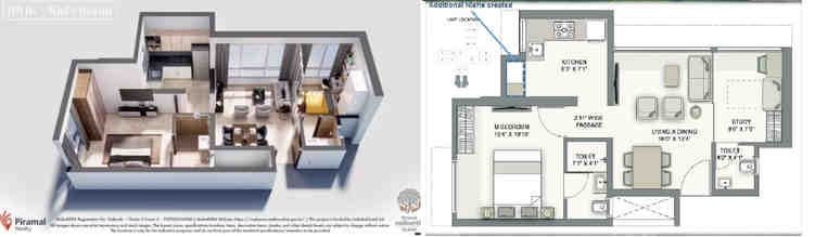 1 BHK floor plan, Piramal Vaikunth A-Class Homes Series 2