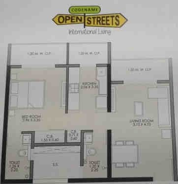 1 BHK floor plan, JP Codename Open Streets
