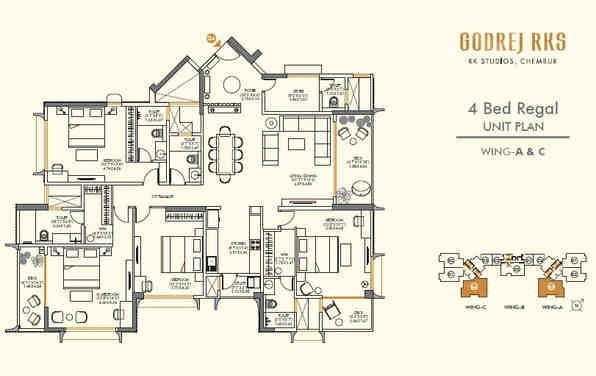 4 BHK floor plan, Godrej RKS
