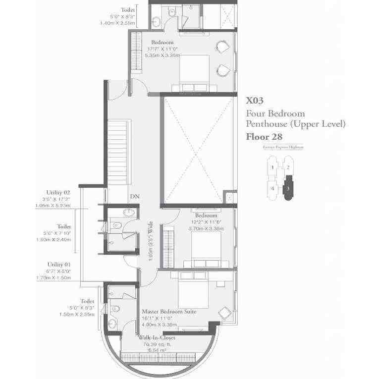 4 BHK floor plan, Godrej Platinum