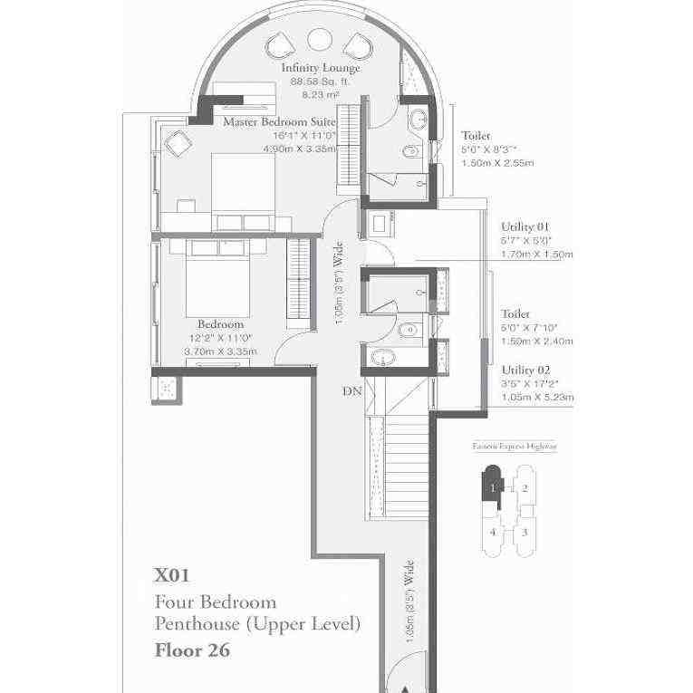 4 BHK floor plan, Godrej Platinum