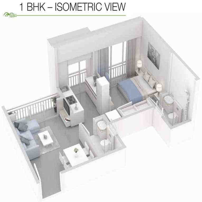 1 BHK floor plan, Godrej Vihaa