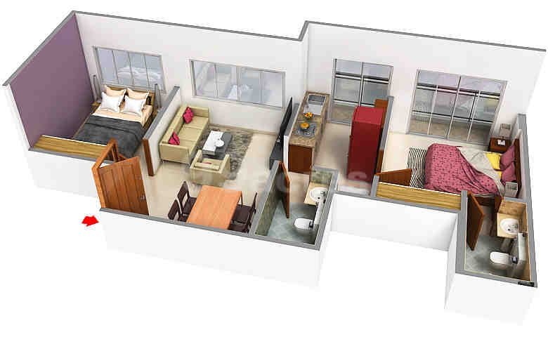 2 BHK floor plan, Godrej Vihaa