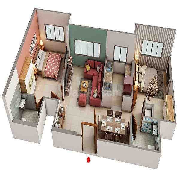 2 BHK floor plan, Godrej Tranquil