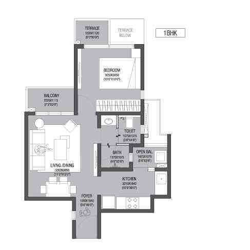 1 BHK floor plan, Godrej Eternity
