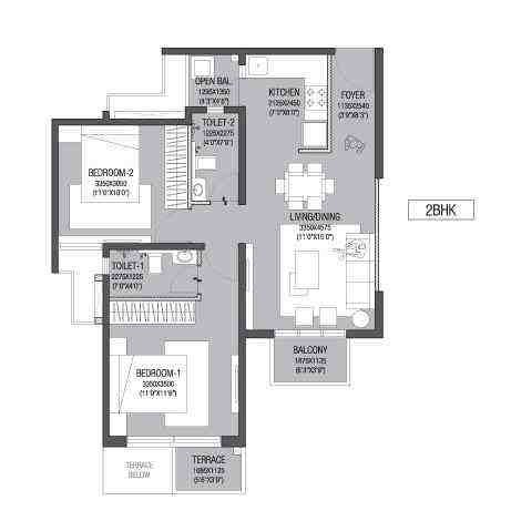 2 BHK floor plan, Godrej Eternity