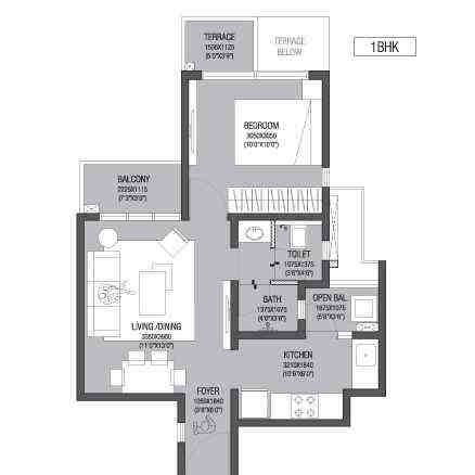1 BHK floor plan, Godrej Life Plus