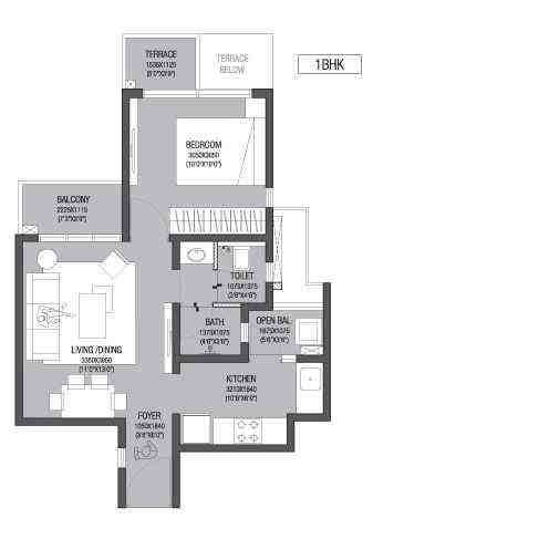 1 BHK floor plan, Godrej Life Plus