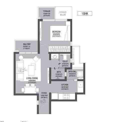 1 BHK floor plan, Godrej Avenues