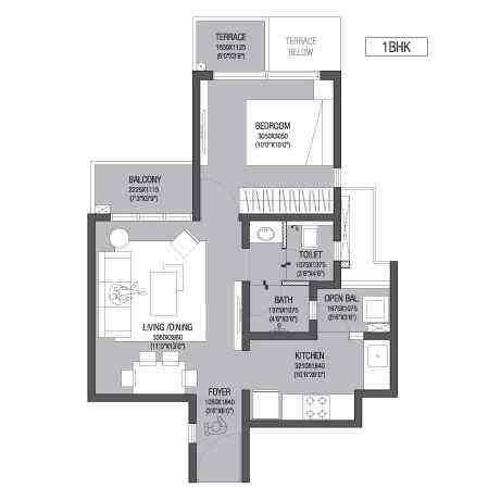 1 BHK floor plan, Godrej Avenues