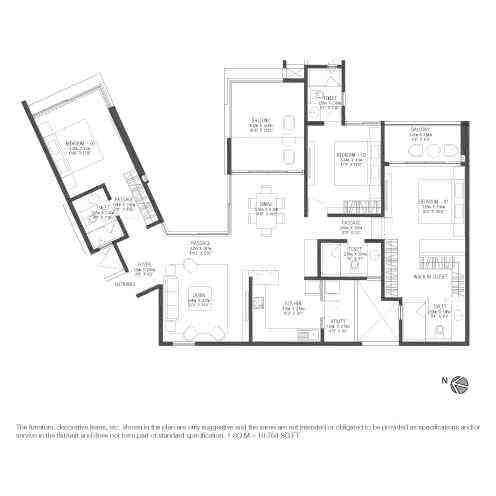 3 BHK floor plan, Godrej Reflections