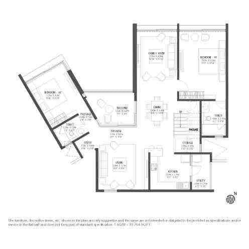 4 BHK floor plan, Godrej Reflections