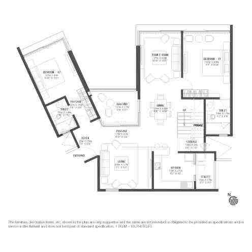 4 BHK floor plan, Godrej Reflections