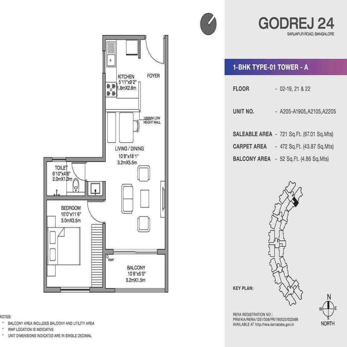 1 BHK floor plan, Godrej 24